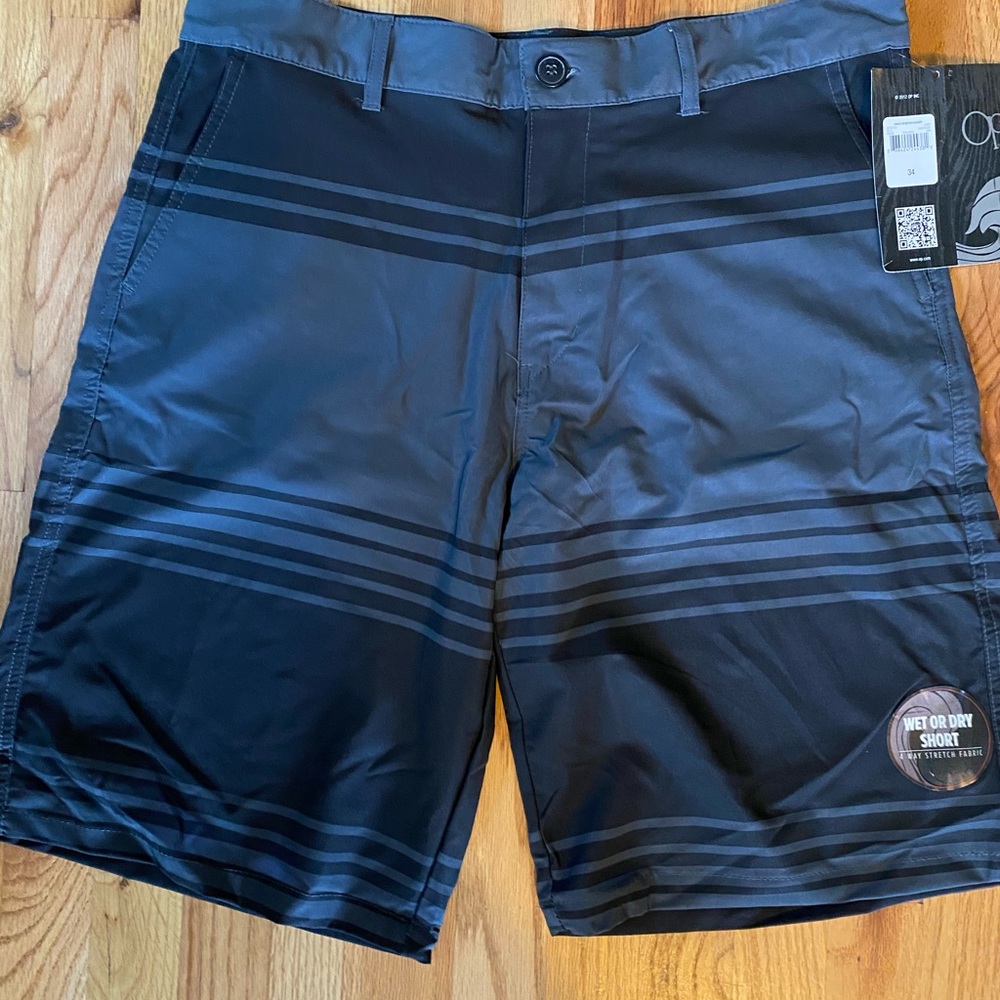 Men’s Board Shorts🏊‍♂️Black/Grey stripes Size:34